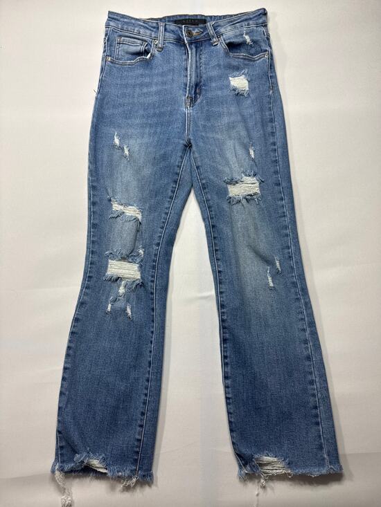 Risen Jeans Denim - Risen Jeans Women's Distressed Straight Leg Stretch Blue Jeans - 27/5 (27x26.5)*